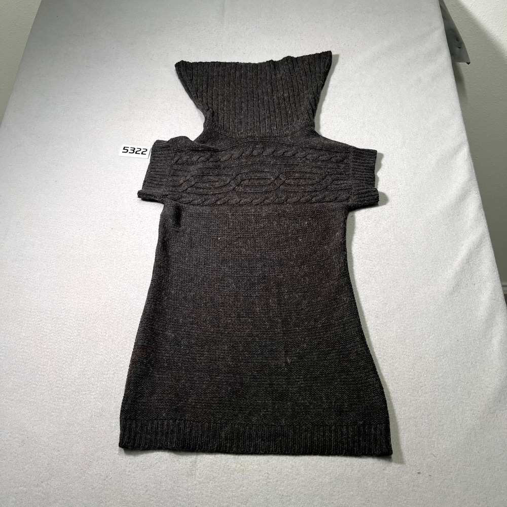 Stephanie Rogers Sweater Women XL Gray Cable Knit Turtleneck Short Sleeve Winter